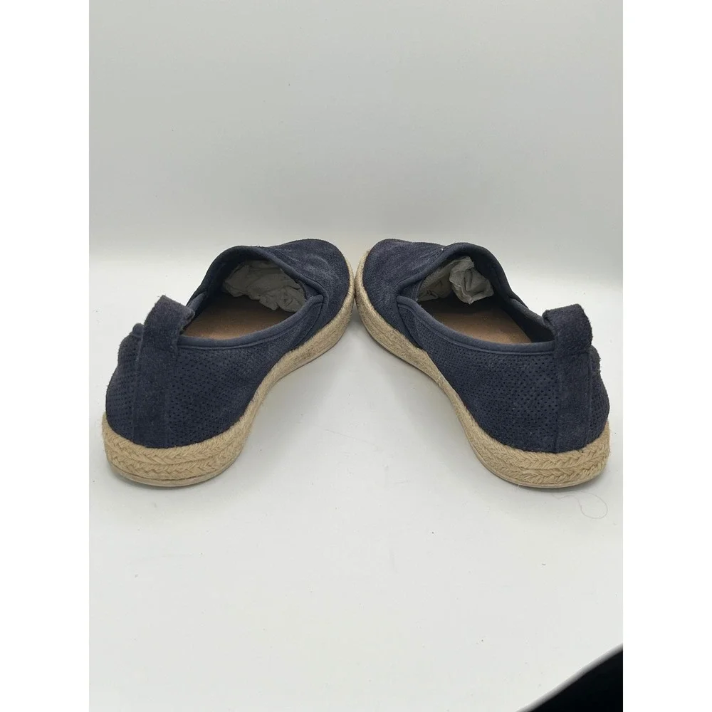 Clarks Collection Navy Blue Perforated Suede Espadrille Flats Women Sz 9M